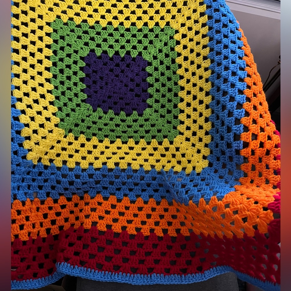 Colorful rainbow crochet/knit blanket 🌈